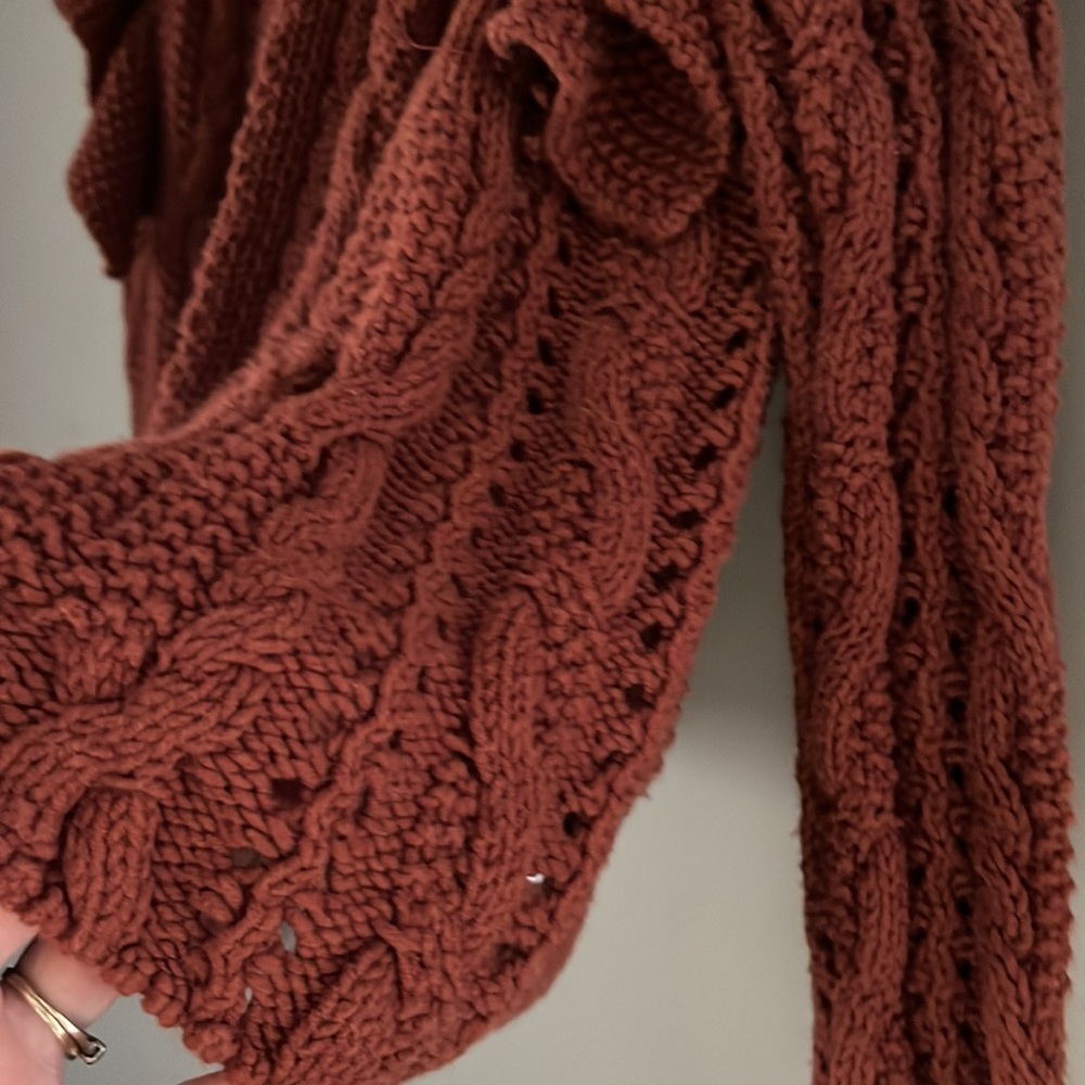 Universal Thread | Small Rust Ruffle Knit Cardigan - Picture 2 of 7